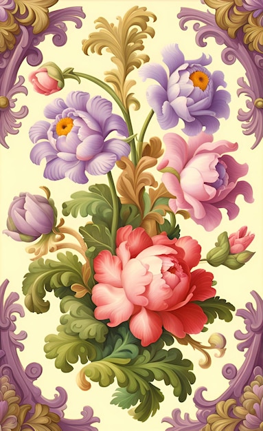 Poste d'illustration à l'aquarelle avec des fleurs et des feuilles entrelacées rouge or noir bleu très coupé