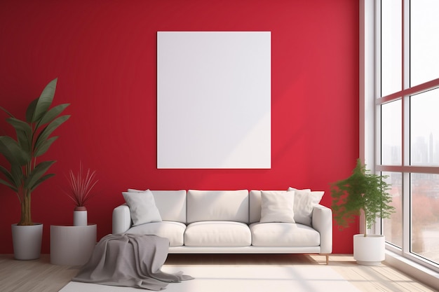 Poste de maquette blanche à la maison avec un design d'intérieur minimaliste et contemporain
