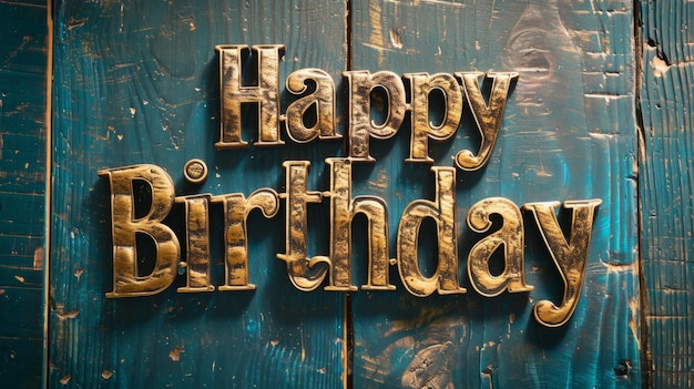 Poster artistique horizontal créatif en bronze avec le concept Happy Birthday