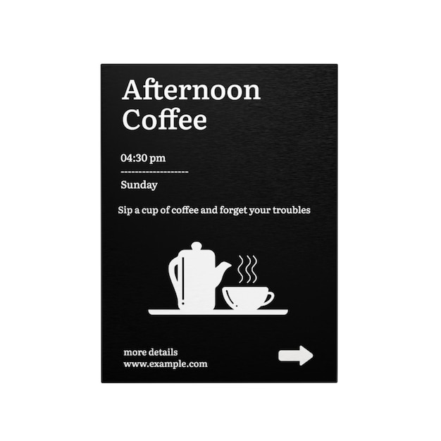 Poster de café d'après-midi à fond transparent