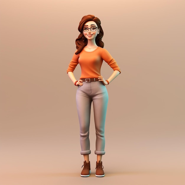 Une posture de personnage 3D de jeune fille