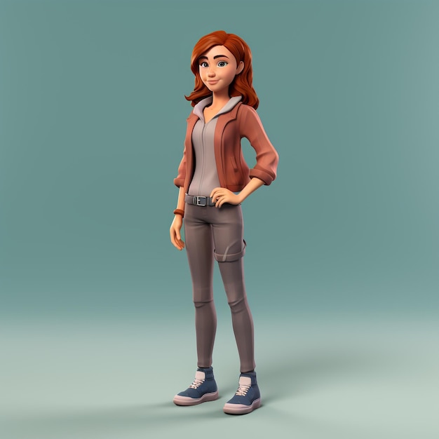 Une posture de personnage 3D de jeune fille