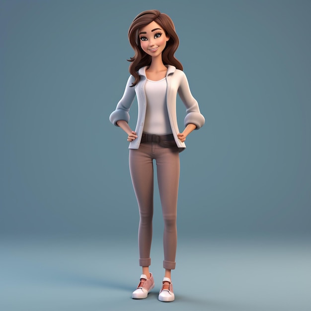 Une posture de personnage 3D de jeune fille