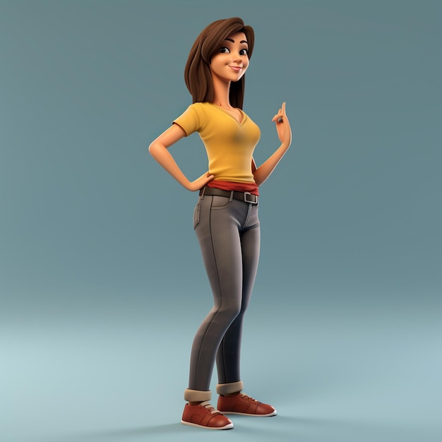 Une posture de personnage 3D de jeune fille