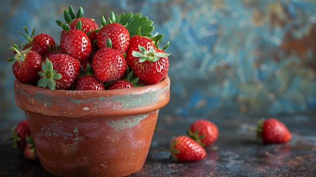 Un pot abondant de fraises mûres