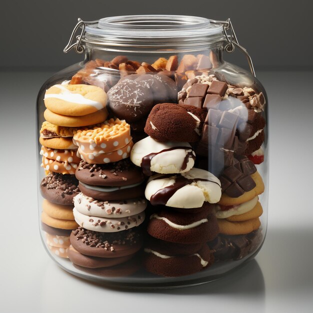 Un pot de biscuits en verre haut de gamme dans une isolation époustouflante