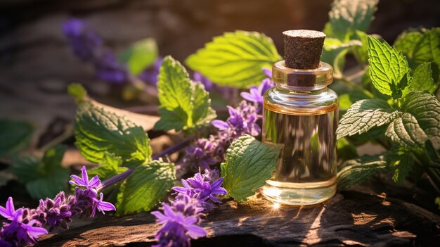 pot de bouteille avec extrait d'huile essentielle de patchouli