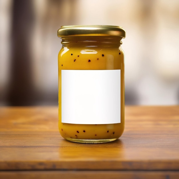 Photo pot de condiment de moutarde blanc vide modèle d'emballage de produit générique