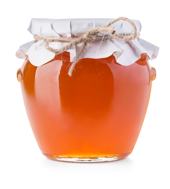 Pot de confiture sur blanc