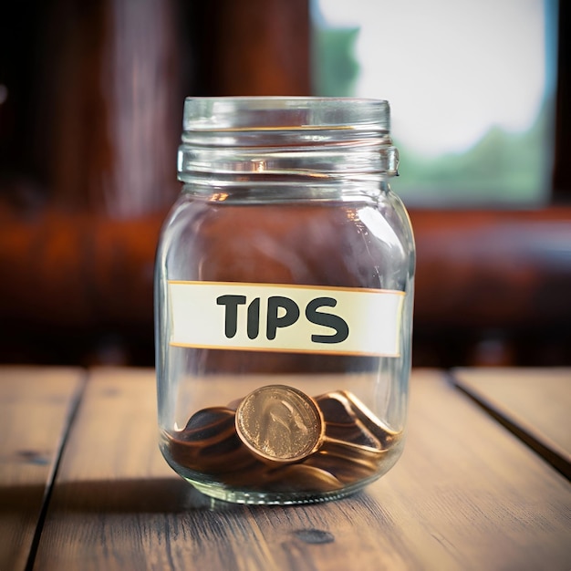 pot de conseils sur la table en bois