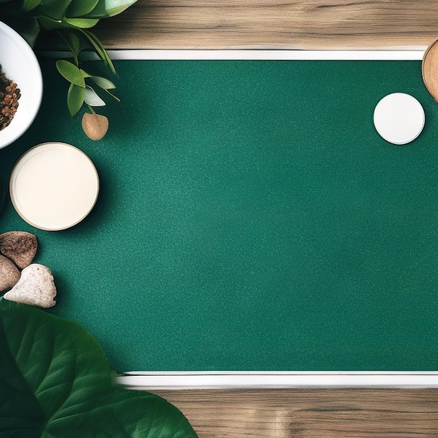 Photo pot de crème blanc surplombant le dessus avec feuillage vert décoratif soins de la peau