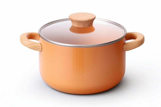 Pot de cuisson 3D isolé sur le fond avec des coupures