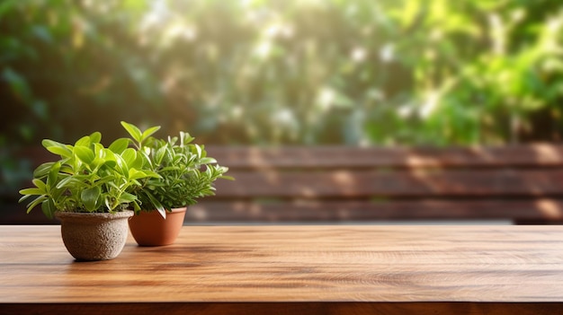 Pot avec fleur sur table en bois photo de haute qualité