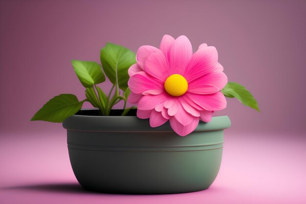 Photo pot de fleurs rose dans le studio shot