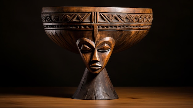 Pot en forme de visage en bois Art traditionnel africain pour des décors de table extravagants