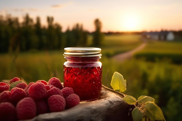 Un pot de framboise maison