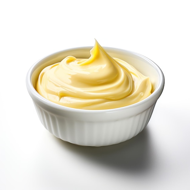 Pot de mayonnaise blanche sur fond isolé généré par l'IA