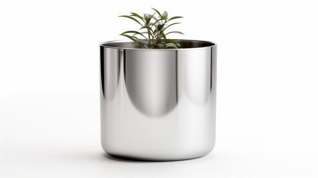 Photo pot en métal moderne avec un design contemporain et une apparence élégante sur fond blanc