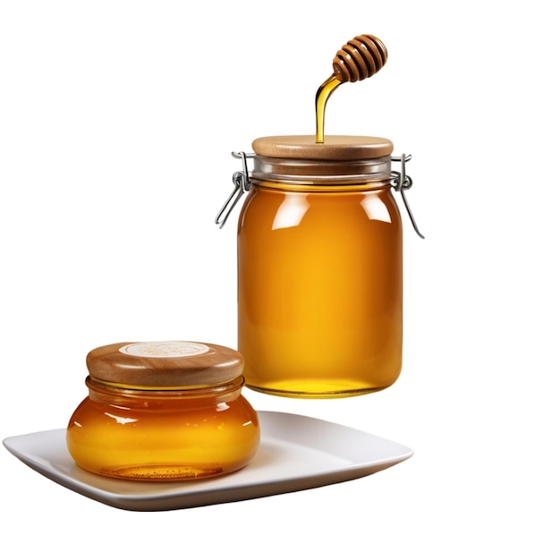un pot de miel avec une cuillère qui dit " miel "