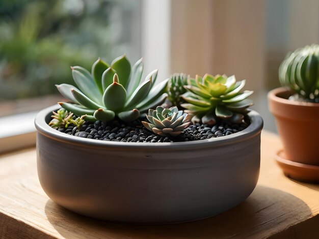 Pot minimaliste avec succulent à la maison