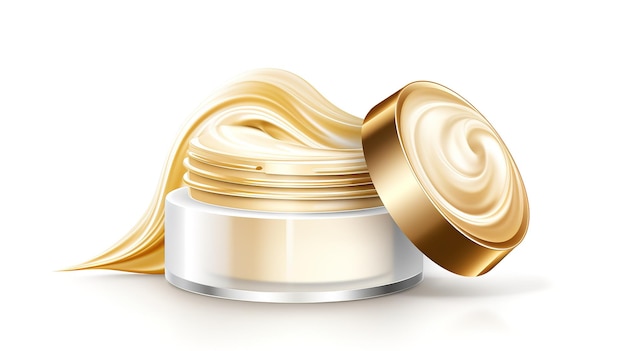 Photo pot en or avec un produit cosmétique de beauté pour le corps ou le visage