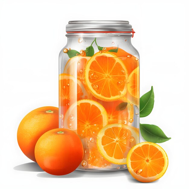 Un pot d'oranges avec le mot orange dessus