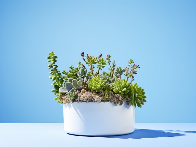 Pot avec de petites plantes créant une ambiance intérieure sereine et verte Embrassez l'essence de la nature alors qu'un charmant pot accueille une collection de petites plantes