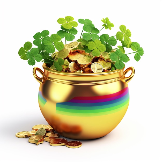 Pot avec des pièces d'or pour les vacances de la Saint Patrick