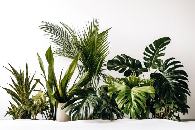 Photo pot de plantes tropicales sur un fond minimaliste