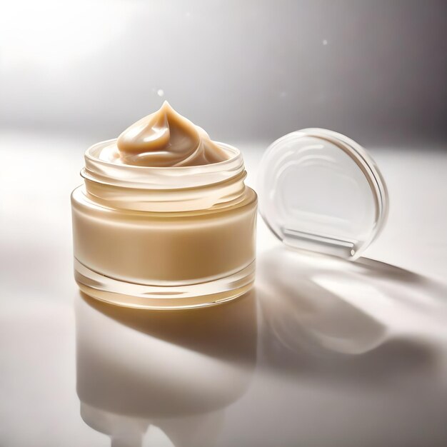 Pot de récipient de crème cosmétique sur fond blanc concept de produit de beauté naturelle