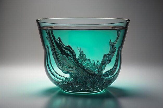 Pot en verre coloré sur un fond sombre ai génératif