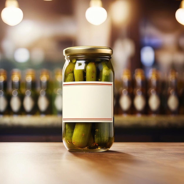 Pot en verre de concombres, de cornichons, de concombres vides en blanc modèle d'emballage de produit générique