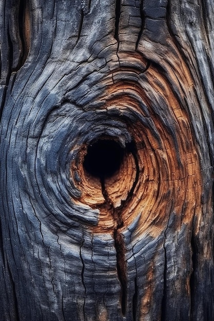 Un poteau en bois avec un trou qui a un trou.