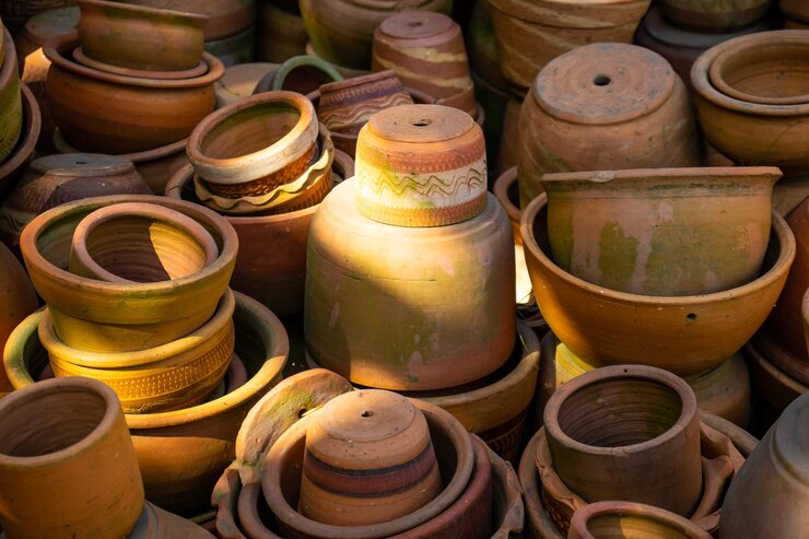 Photo poterie traditionnelle dans la ville de raquira ville des pots