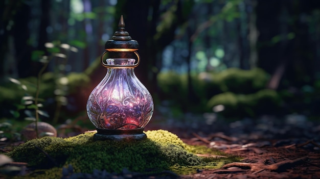 Potion toxique dans le fond magique de la forêt sombre AI générative