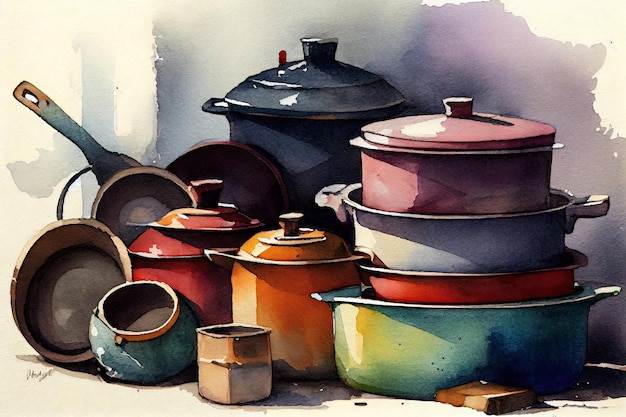 Pots aquarelle