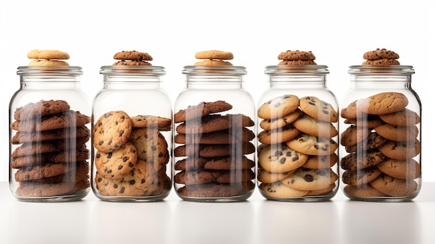 Des pots de biscuits isolés sur un fond blanc