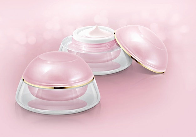 Pots cosmétiques dôme rose