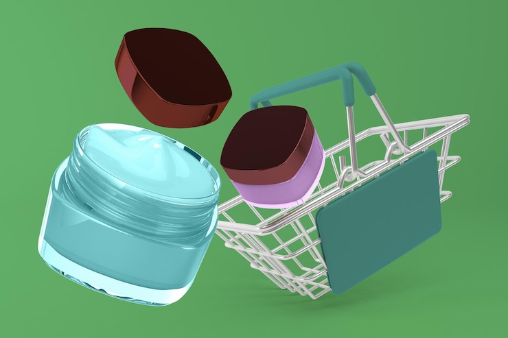 Photo pots de crème et panier côté gauche sur fond vert