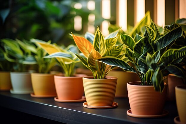 Pots de fleurs sur une surface