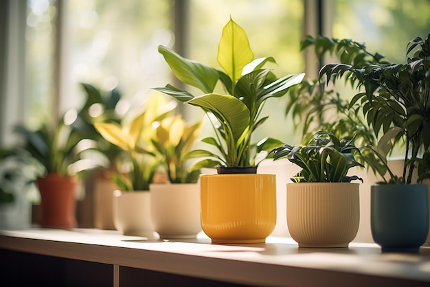 Pots de fleurs sur une surface