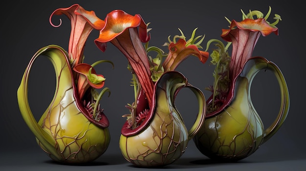 Photo les pots de plantes carnivores