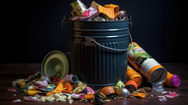 Une poubelle pleine de poubelles générées par l'IA.