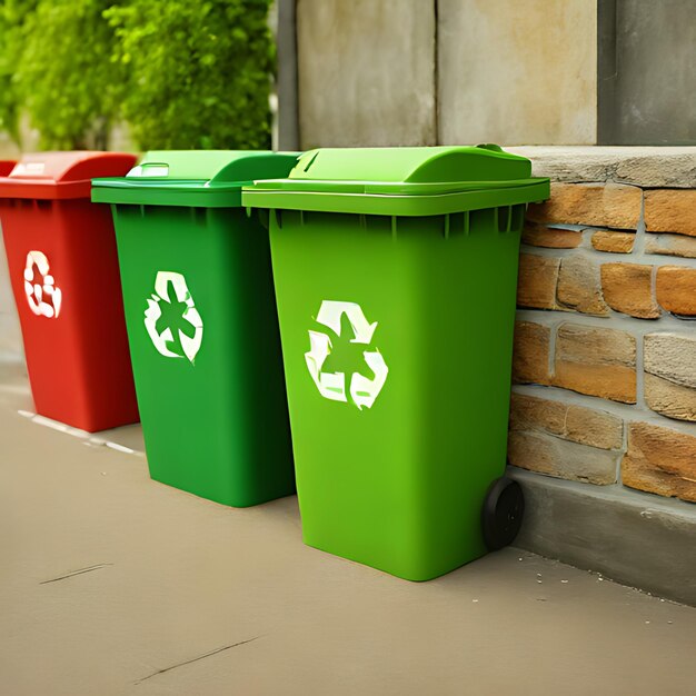 une poubelle de recyclage verte avec un logo de recycle