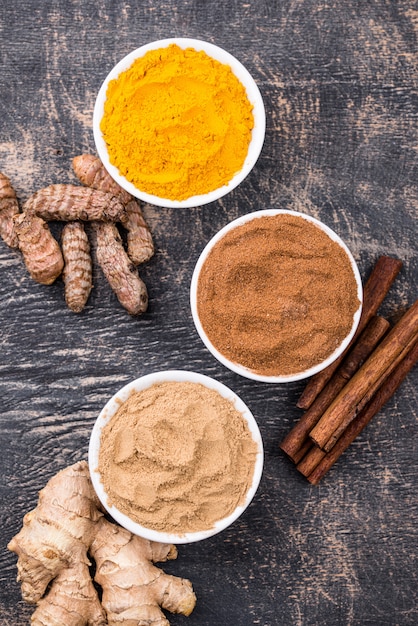 Poudre De Curcuma, Cannelle Et Gingembre