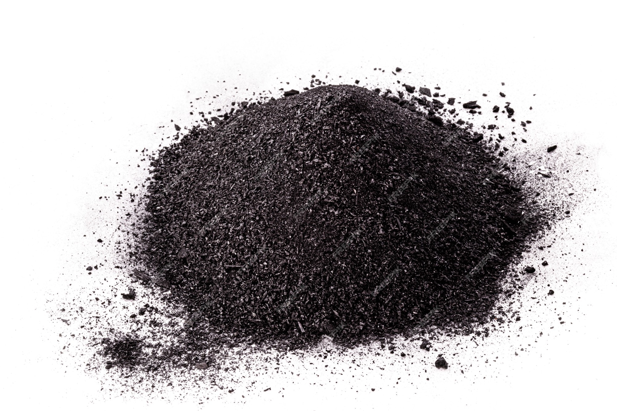 Poudre De Graphite Utilisée Dans L'industrie, Poudre Noire Avec Surface  Blanche Isolée Et Espace De Copie.