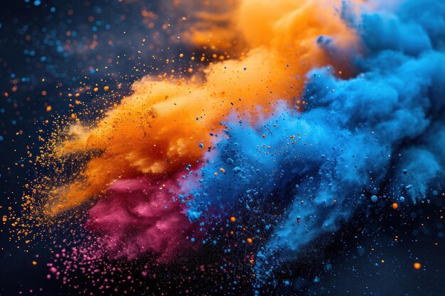 Photo la poudre de holi explose dans une explosion de couleurs.