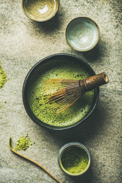 Poudre de matcha Cuillère Chashaku Fouet en bambou Chawan Gobelets bol Chawan