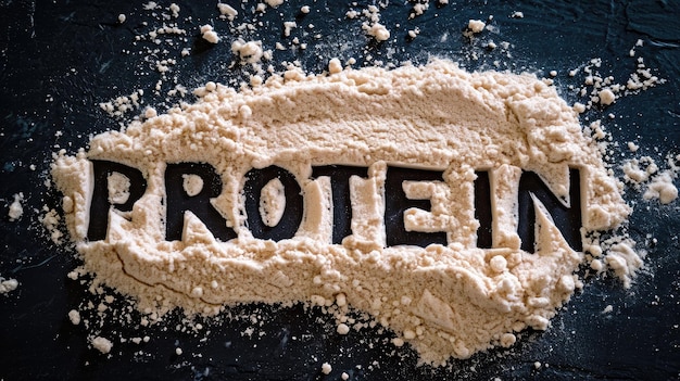 Photo poudre de protéine de lactosérum générative avec le mot protéine bannière de nutrition sportive avec espace de copie x9xa