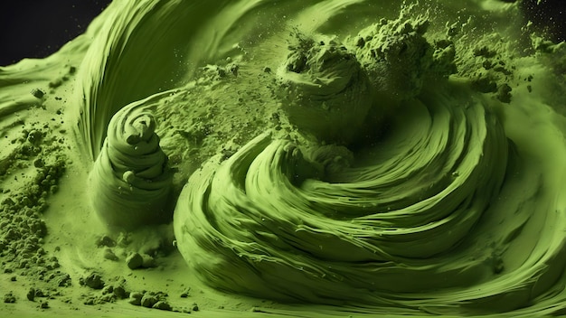 Poudre de thé vert matcha tombant générée avec l'IA